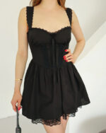 Cherna Roklya Korset S Dantela Pilini 0213001939 2