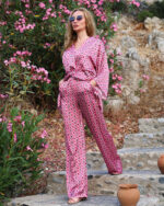 Komplekt Saten Kimono Pantalon Ciklama Pilini 0216000485 3