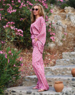 Komplekt Saten Kimono Pantalon Ciklama Pilini 0216000485 5