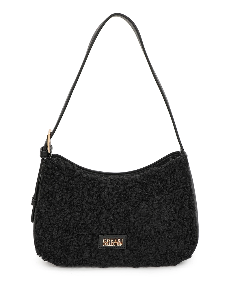 Дамска чанта букле черна